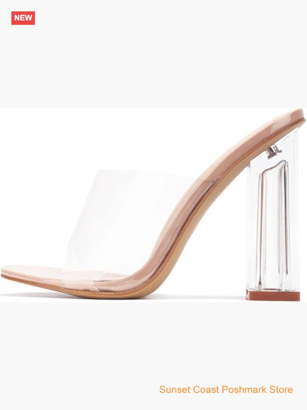 Fusion Transparent Chunky Block Platform Heels Slip On Slingback